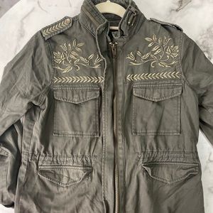 Forever 21 Military Gold Embroidered Jacket Size M